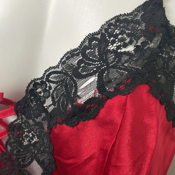 Frederick's of Hollywood Cherry Red Nylon Slip Dress - Picture 3 of 6